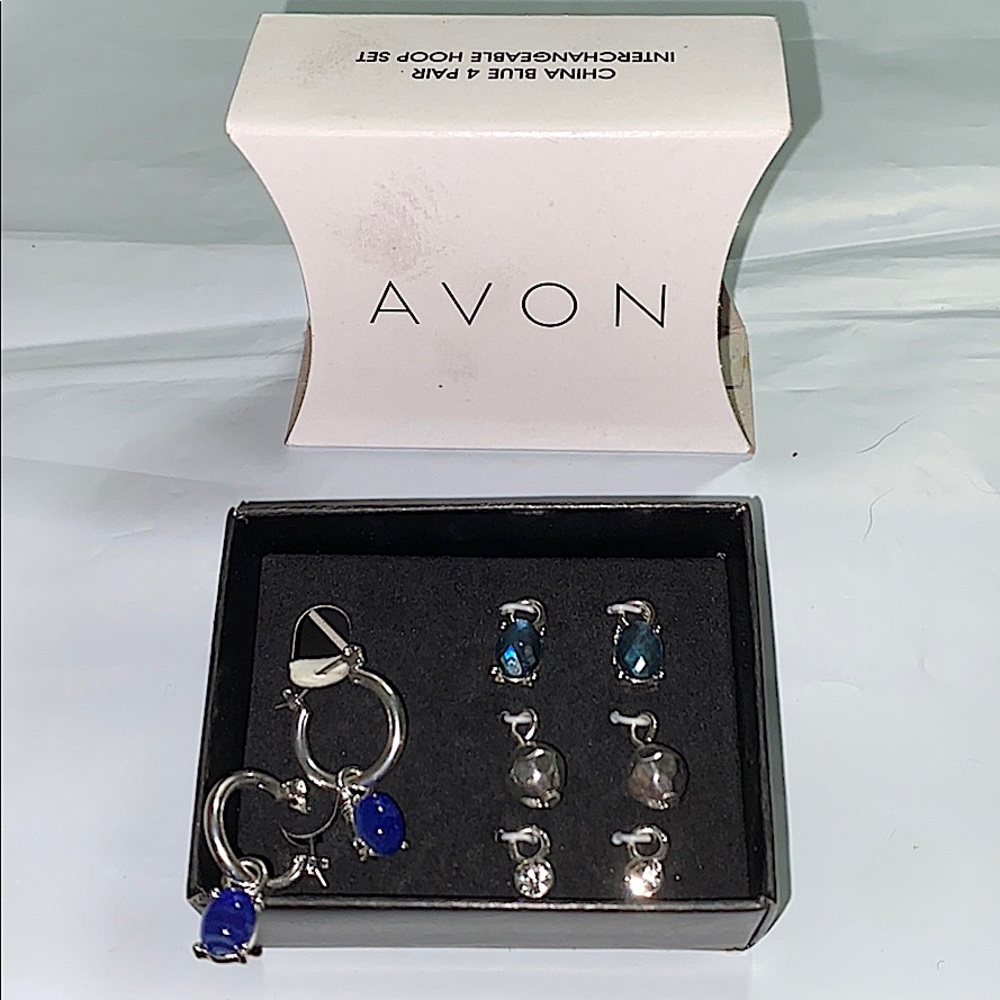 AVON Earrings Interchangeable Hoop Vintage